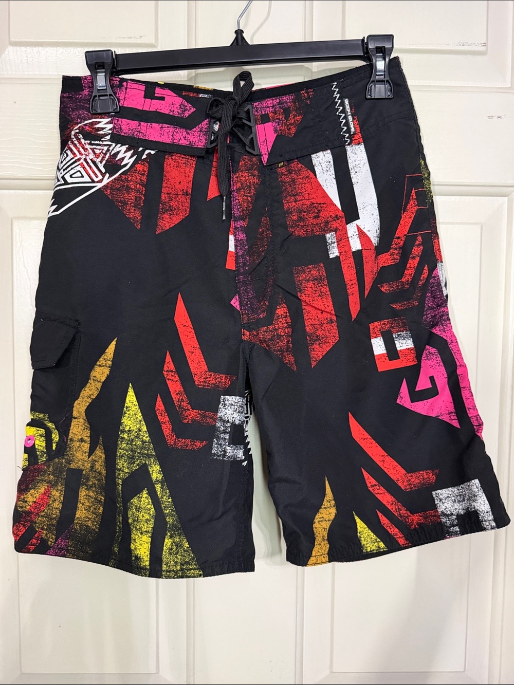 Body Glove Black Swim Board Shorts with Red, Pink & Yellow Graphics 28